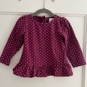 Dylan & Abby, Plum Polka Dot Long Sleeve Girls Top, 2T